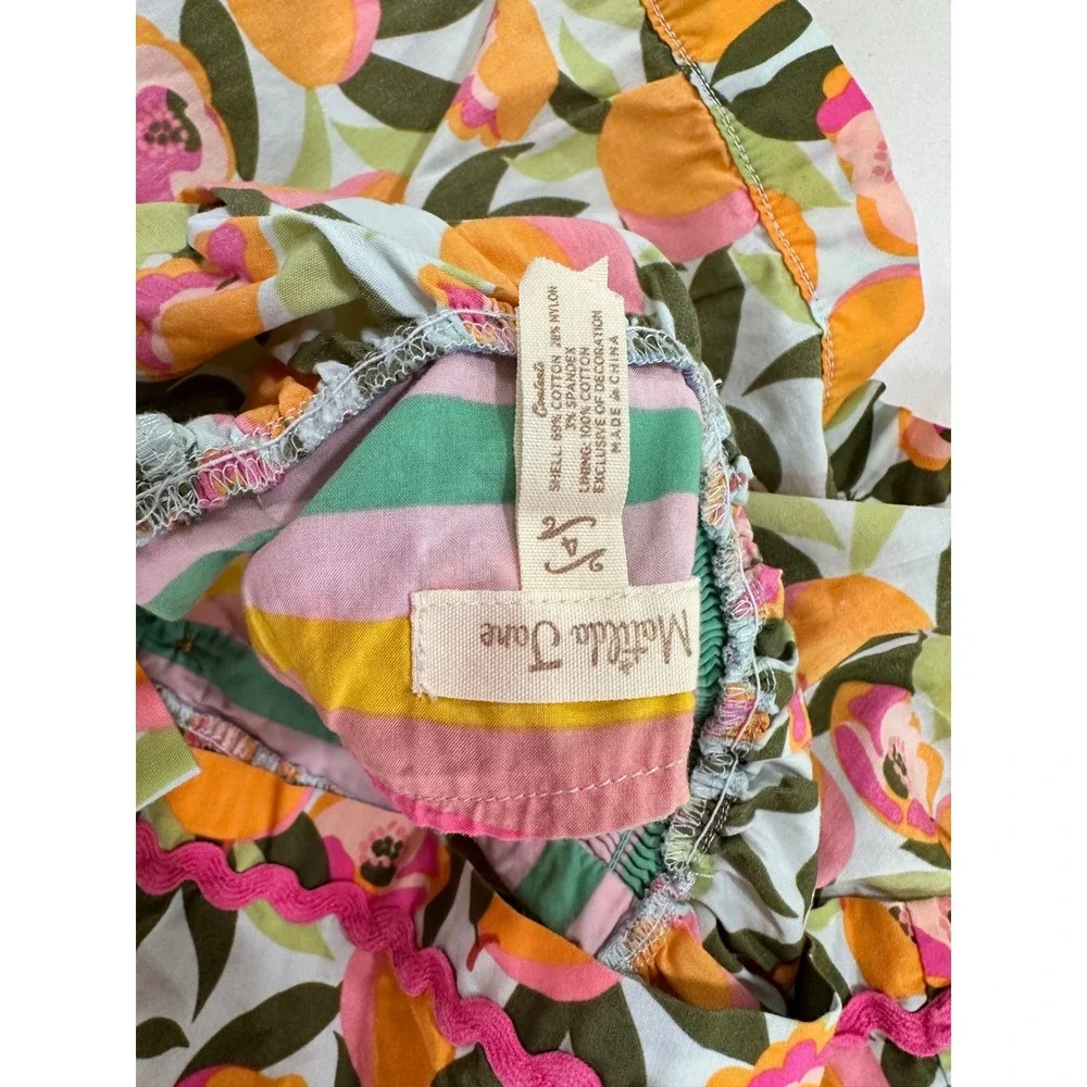 Matilda Jane Girls Orange Floral Halter Dress Ric Rac Trim Size‎ 2 Summer Print